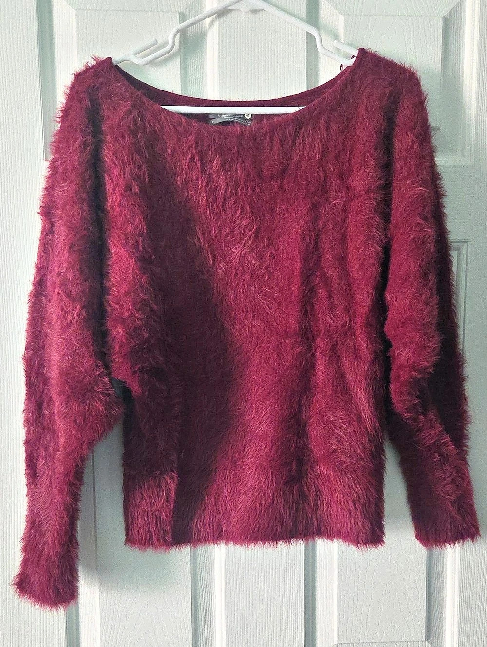 Anthropologie Ember Eyelash Sweater Burgundy